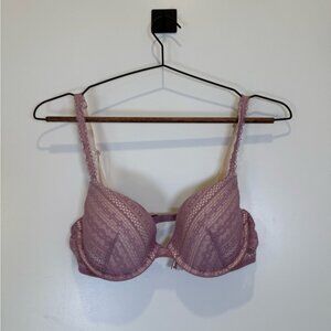 Victoria Secret Womens Lined Demi Lace Bra in Soft Purple Sz 34C lingerie